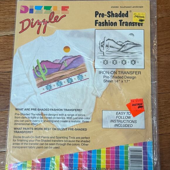 Vintage Deadstock  NIP 90s Dizzle Iron On Southwestern Desert Transfer - Picture 2 of 4